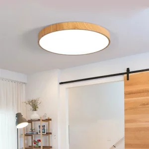 Plafonnier LED nordique rond couleur bois, luminaire décoratif d’intérieur, idéal pour un salon, une chambre à coucher, un bureau, un balcon ou un couloir Plafonnier LED nordique rond couleur bois, luminaire décoratif d’intérieur, idéal pour un salon, une chambre à coucher, un bureau, un balcon ou un couloir