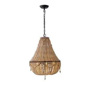 Suspension bohème en perles de bois naturel design rustique nordique éclairage intérieur chaleureux salon chambre salle à manger déco luminaire élégant Suspension bohème en perles de bois naturel design rustique nordique éclairage intérieur chaleureux salon chambre salle à manger déco luminaire élégant