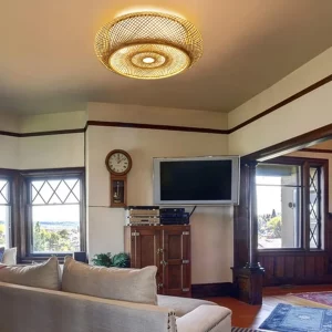 Plafonnier en rotin de bambou  design bohème rustique  moderne  LED intégré  pour chambre  salon  salle à manger  lumière chaleureuse  économie d’énergie  élégance naturelle