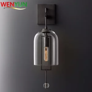 Applique murale industrielle moderne en métal verre transparent lumière filament design épuré salon couloir éclairage élégant économique