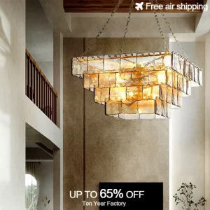 Lustre LED carré moderne en acier inoxydable verre transparent design luxueux cascade chambres salons éclairage chaleureux élégant économique