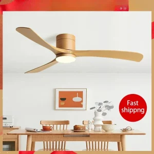 Plafonnier ventilateur bois naturel LED design moderne minimaliste éclairage ventilation chambre salon économique élégant Plafonnier ventilateur bois naturel LED design moderne minimaliste éclairage ventilation chambre salon économique élégant