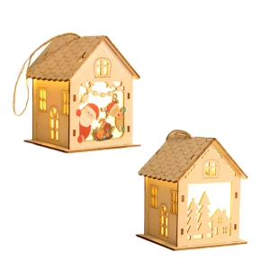 Armoire suspendue en bois décorative pour Noël maison de village lumineuse LED éclairée Armoire suspendue en bois décorative pour Noël maison de village lumineuse LED éclairée