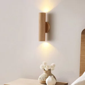 Applique murale LED en bois naturel design scandinave moderne éclairage chaleureux économique élégant chambre salon