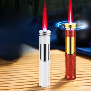 Briquet électronique bois imitation design moderne portable flamme rouge antidéflagrante pour cigares camping survival Briquet électronique bois imitation design moderne portable flamme rouge antidéflagrante pour cigares camping survival
