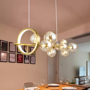 Plafonnier suspendu design scandinave moderne avec verre transparent éclairage chaleureux pour salle à manger salon ou chambre Plafonnier suspendu design scandinave moderne avec verre transparent éclairage chaleureux pour salle à manger salon ou chambre