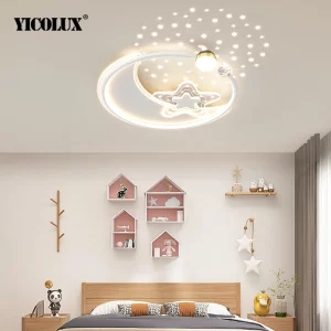 Plafonnier LED étoiles lune chambre enfant lumière protectrice yeux décoration créative moderne chambre garçon fille ciel étoilé chaleureux design astucieux Plafonnier LED étoiles lune chambre enfant lumière protectrice yeux décoration créative moderne chambre garçon fille ciel étoilé chaleureux design astucieux