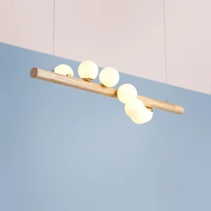 Suspension LED bois naturel design nordique moderne verre blanc éclairage chaleureux salon salle à manger économies d’énergie Suspension LED bois naturel design nordique moderne verre blanc éclairage chaleureux salon salle à manger économies d’énergie