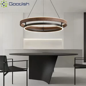 Plafonnier suspendu en bois de noyer design moderne scandinave lumière LED éclairage chaleureux pour salon salle à manger chambre bureau élégant et durable