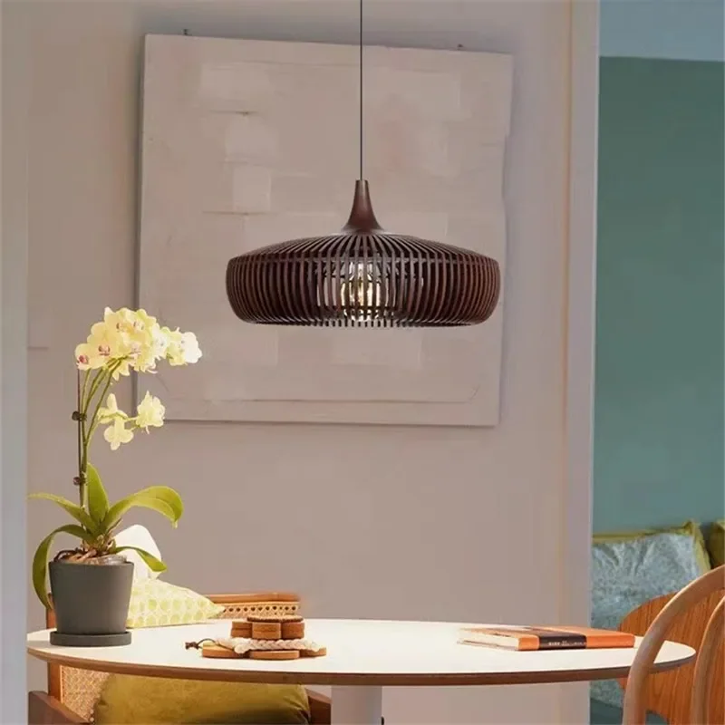 Suspension en bois design scandinave luminaire moderne éclairage chaleureux salle à manger salon chambre suspension LED ajourée lumière douce