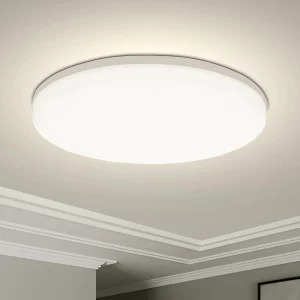 Plafonnier LED design moderne minimaliste en plastique/verre opaque pour chambre à coucher  salon  bureau  éclairage uniforme et économique  certification IP44