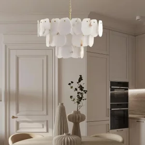 Suspension en verre alabastre style moderne épuré lumière douce salon salle à manger chambre décoration intérieure design élégant Suspension en verre alabastre style moderne épuré lumière douce salon salle à manger chambre décoration intérieure design élégant
