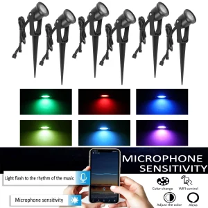 Projecteur jardin LED RGB intelligent Alexa compatible éclairage extérieur moderne design fonctionnel paysage multicolore durable économique